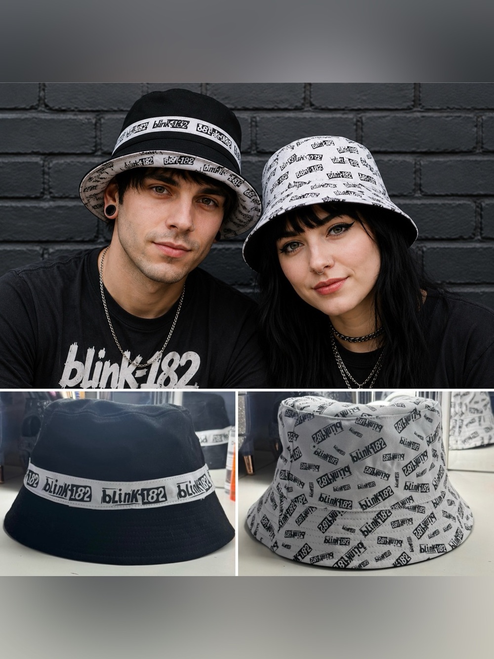 REVERSIBLE Blink-182 Bucket Hat Tour Merch Detroit Concert 2023 The World Tour